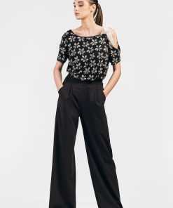 Bluza dama RVL - negru/flori