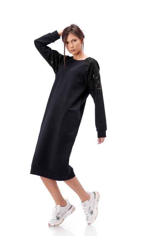 rochie neagra din tricot