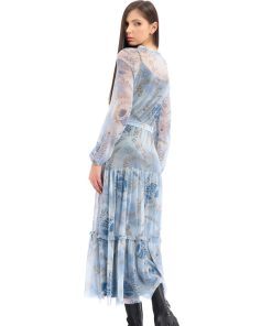 Rochie din tulle bleu imprimat RVL