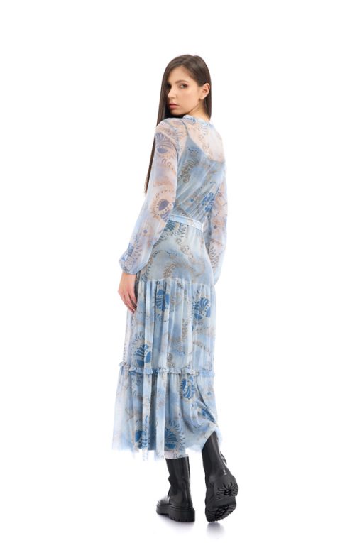 Rochie din tulle bleu imprimat RVL