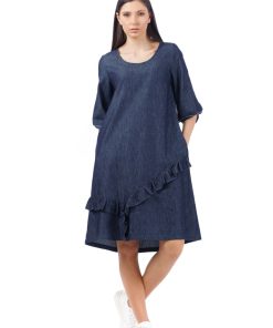 Rochie denim cu volane