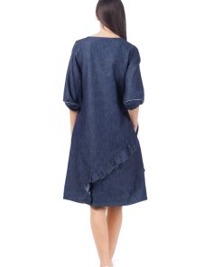 Rochie denim cu volane