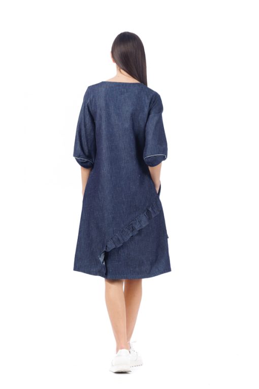 Rochie denim cu volane