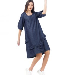 Rochie denim cu volane