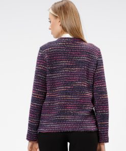 Cardigan cu nasturi, mov cu insertii multicolore RVL