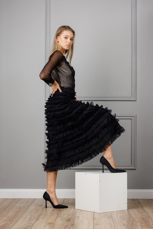 Top din tulle negru RVL