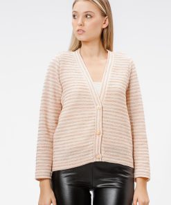 Cardigan cu nasturi, roz/dungi RVL