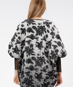 Jacheta oversize cu buzunare matlasate negru/flori RVL