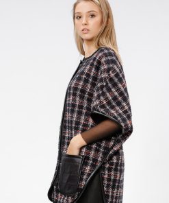 Jacheta oversize cu buzunare matlasate negru/carouri RVL