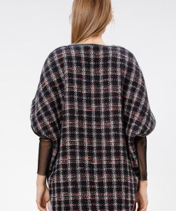 Jacheta oversize cu buzunare matlasate negru/carouri RVL