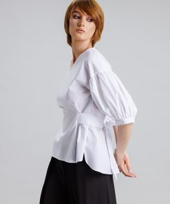 Bluza alba cu maneca incretita RVL