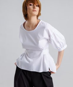 Bluza alba cu maneca incretita RVL