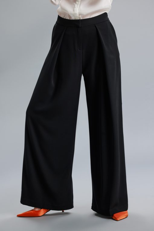 Pantalon negru, cu pliu RVL