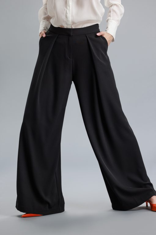 Pantalon negru, cu pliu RVL