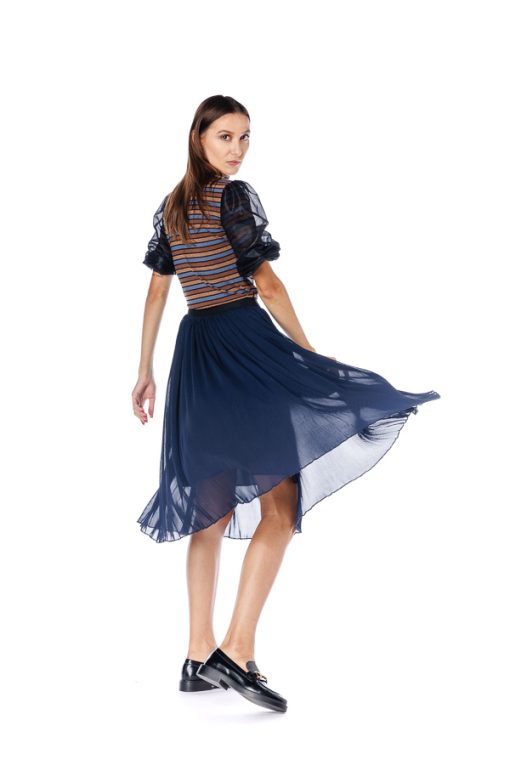 Bluza maro lurex, cu maneci din tulle RVL