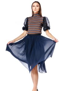 Bluza maro lurex, cu maneci din tulle RVL