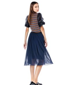 Bluza maro lurex, cu maneci din tulle RVL