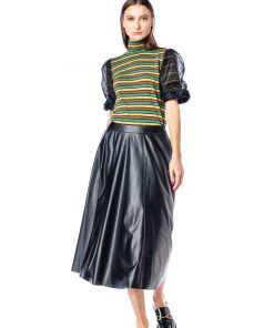 Bluza verde lurex, cu maneci din tulle RVL