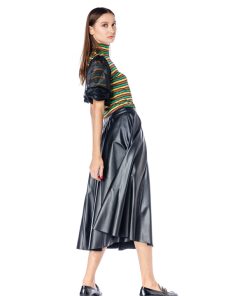 Bluza verde lurex, cu maneci din tulle RVL