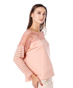 Bluza somon, cu dantela RVL