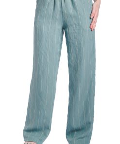 Pantalon din in RVL, verde dungi